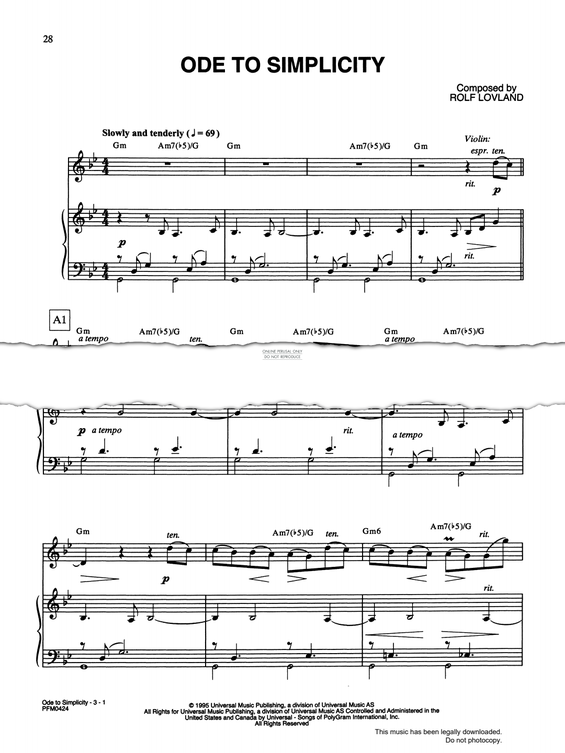 Produktgalerie: Seite 1 von 1 Ode To Simplicity, Rolf Lovland, Klavier, Violine