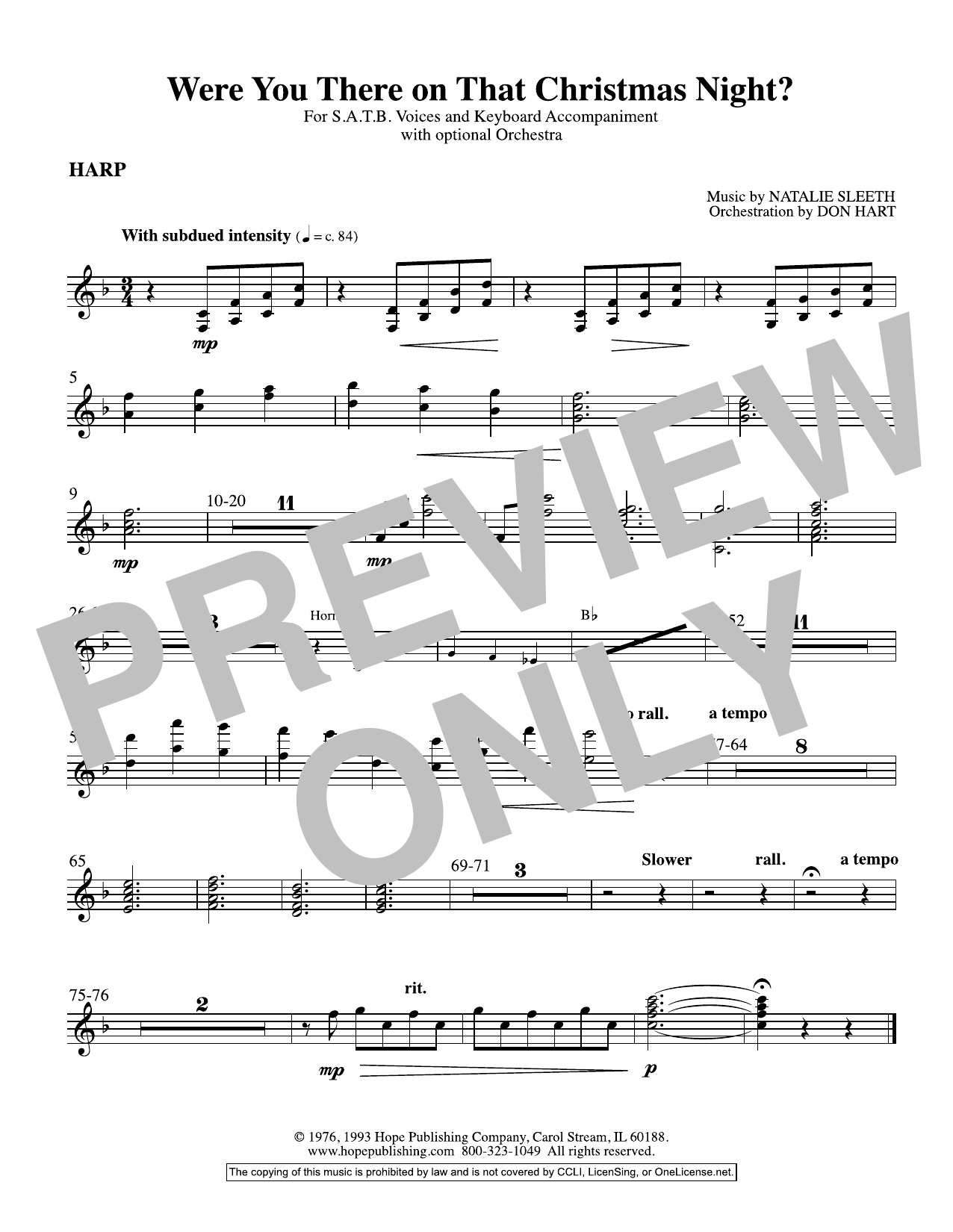 Product picture to: Were You There On That Christmas Night? (arr. Don Hart) - Harp