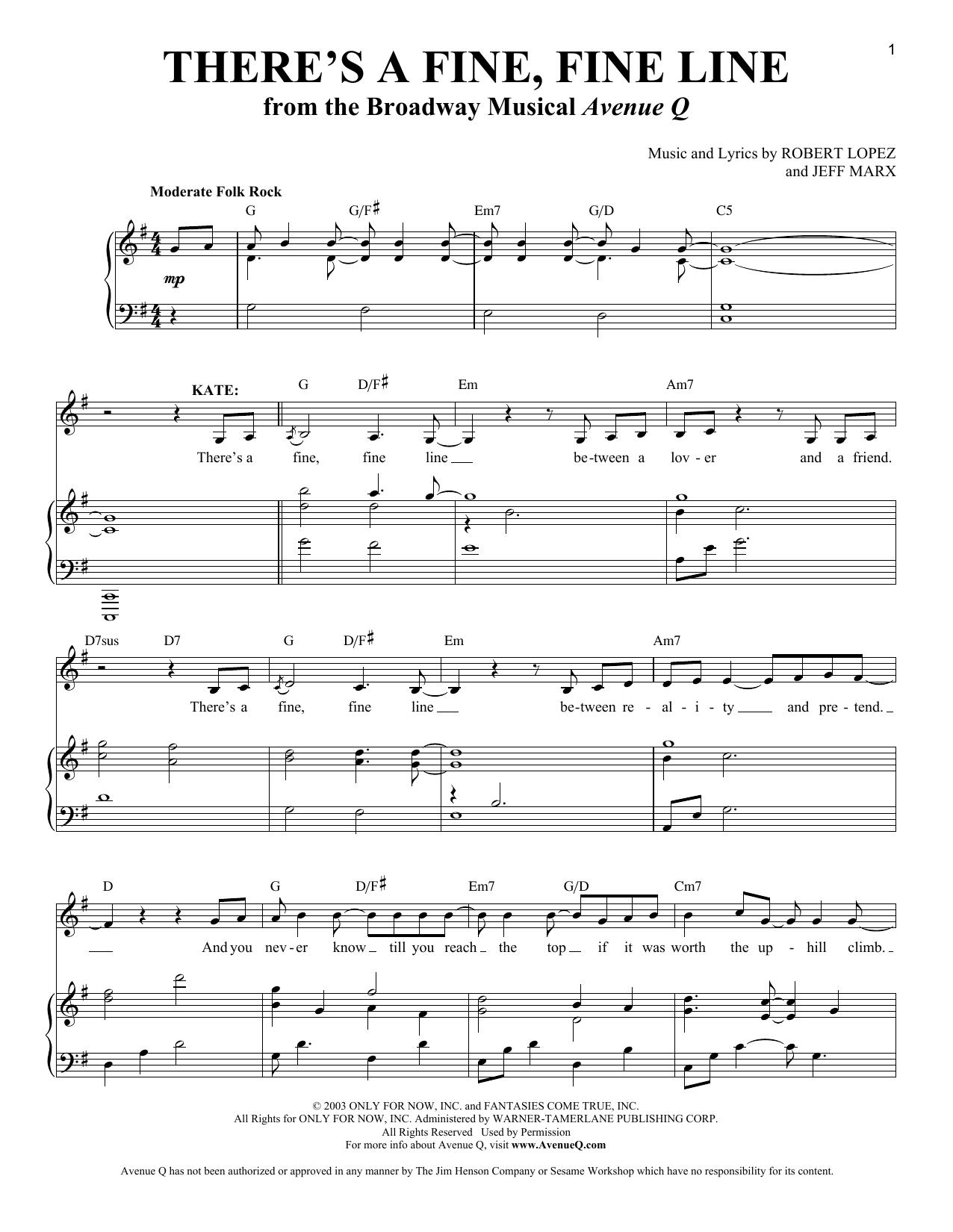 Produktbild zu: There's A Fine, Fine Line (from Avenue Q)