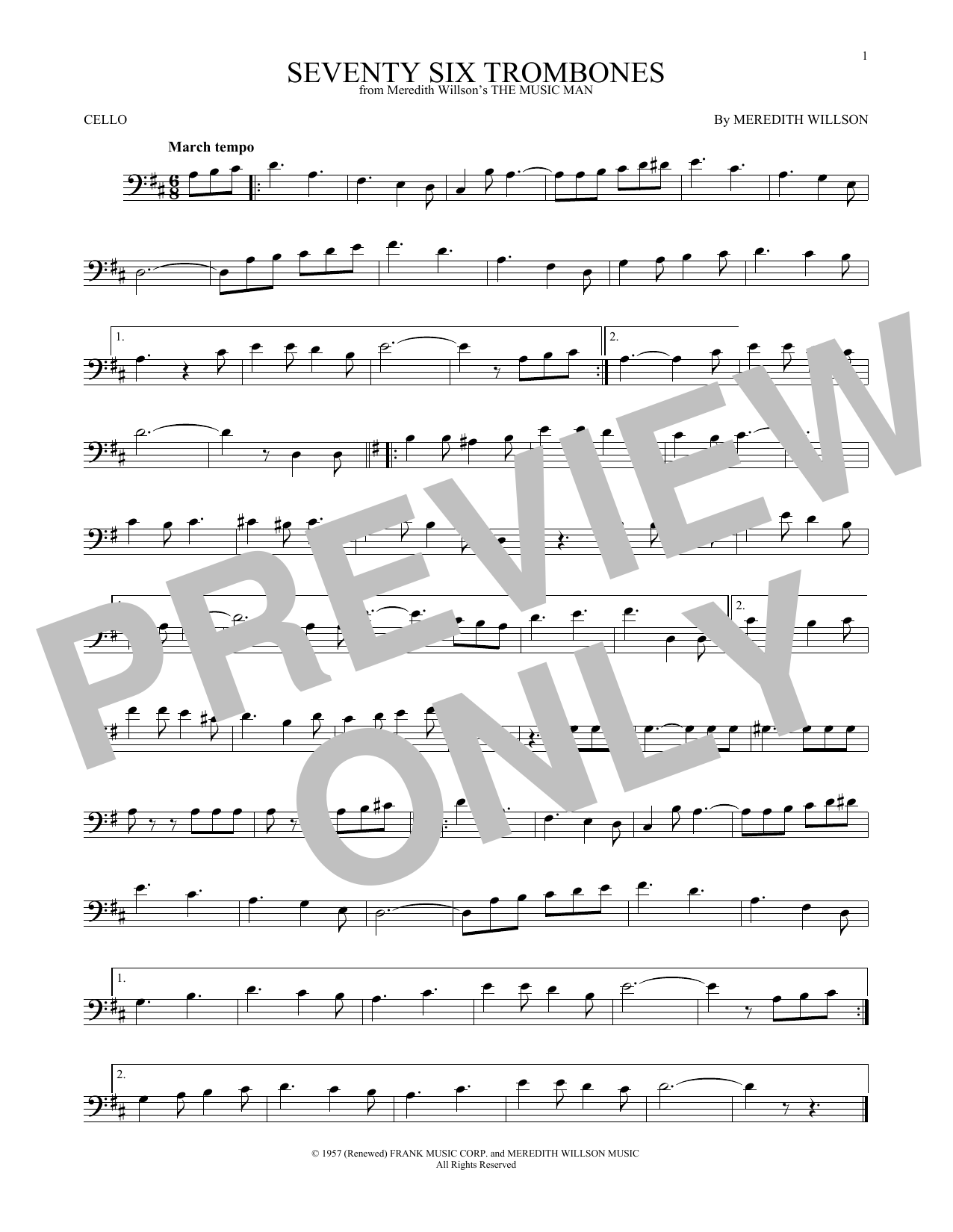 Produktgalerie: Seite 1 von 1 Seventy Six Trombones, Meredith Willson, Violoncello