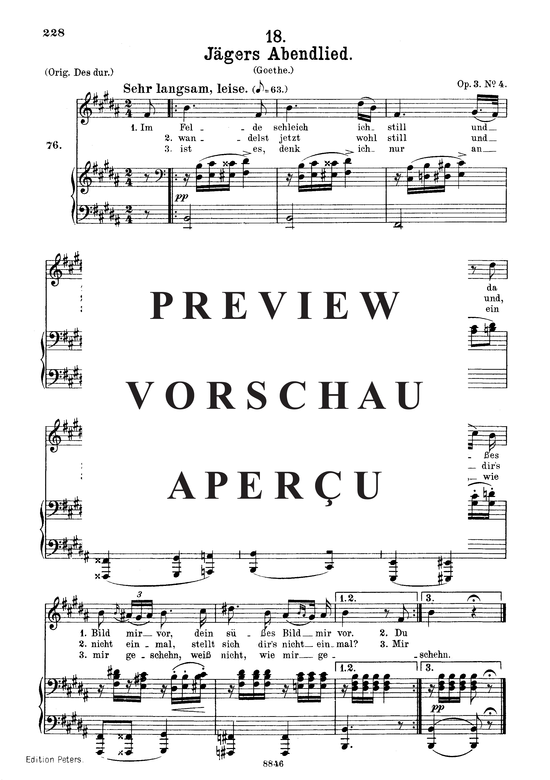 Product picture to: Jägers Abendlied D.368Franz Schubert