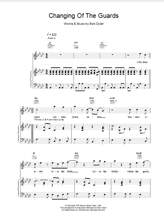 Produktgalerie: Seite 1 von 1 Changing Of The Guards, Bob Dylan, Gesang, Gitarre, Klavier
