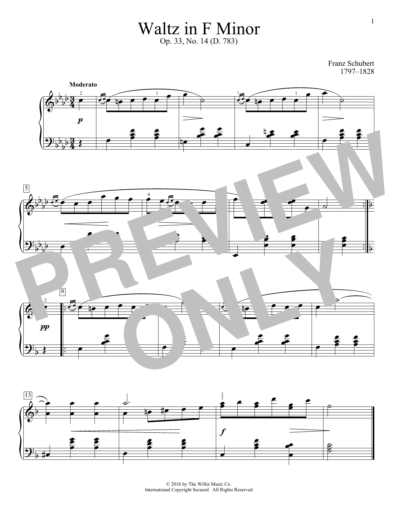 Product picture to: Waltz In F Minor, Op. 33, No. 14 (D. 783)