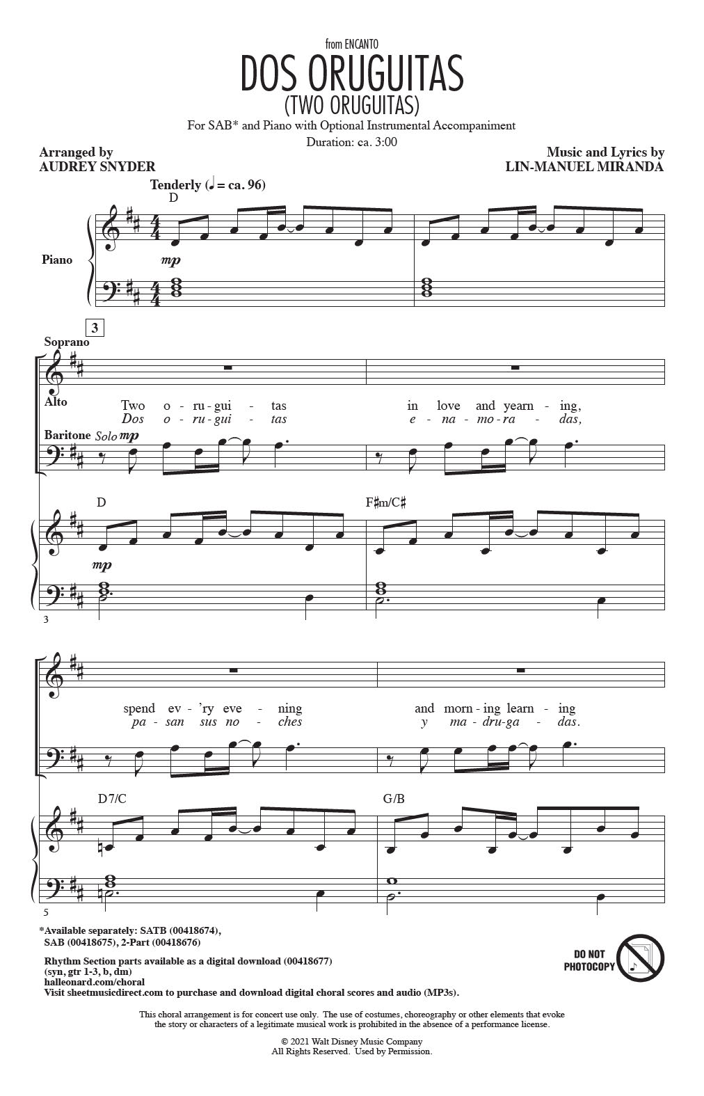 Produktbild zu: Dos/Two Oruguitas (from Encanto) (arr. Audrey Snyder)