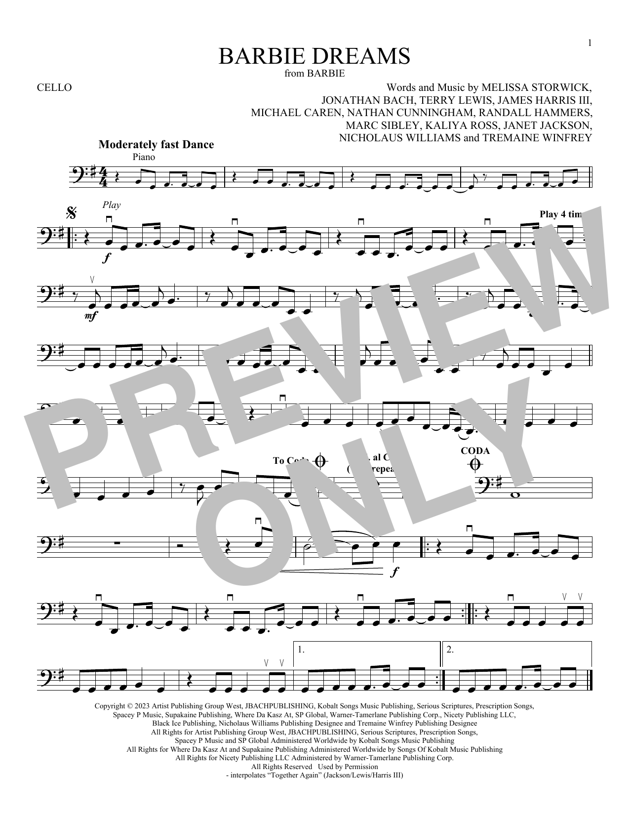 Produktgalerie: Seite 1 von 1 Barbie Dreams (from Barbie) (feat. Kaliii), FIFTY FIFTY, Violoncello