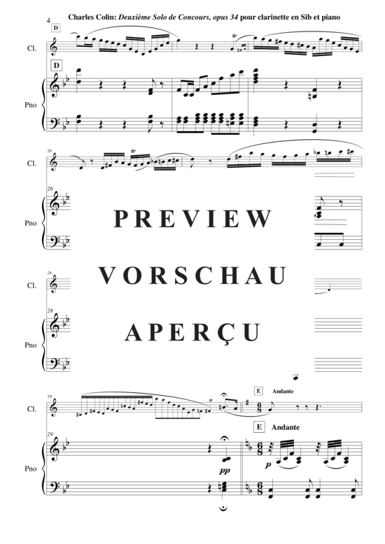 Product gallery: Page 5 of 17 Solo de Concours no. 2, Opus 34 , , (clarinet in Bb + piano)