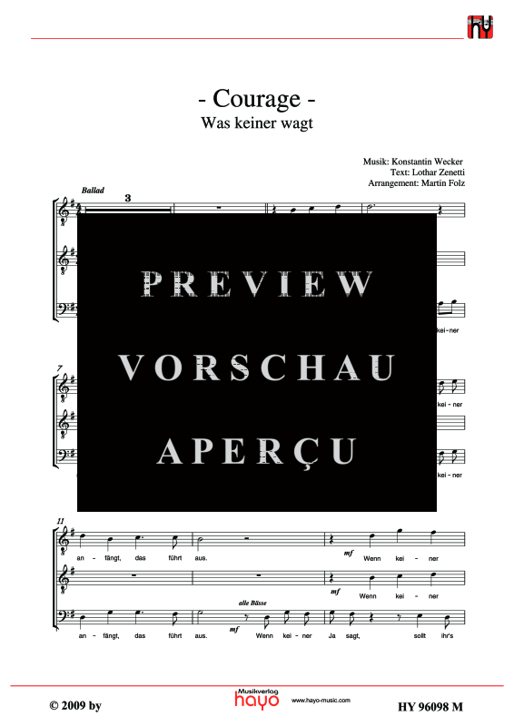 Product gallery: Page 3 of 5 Was keiner wagt - Courage, , (mixed choir)