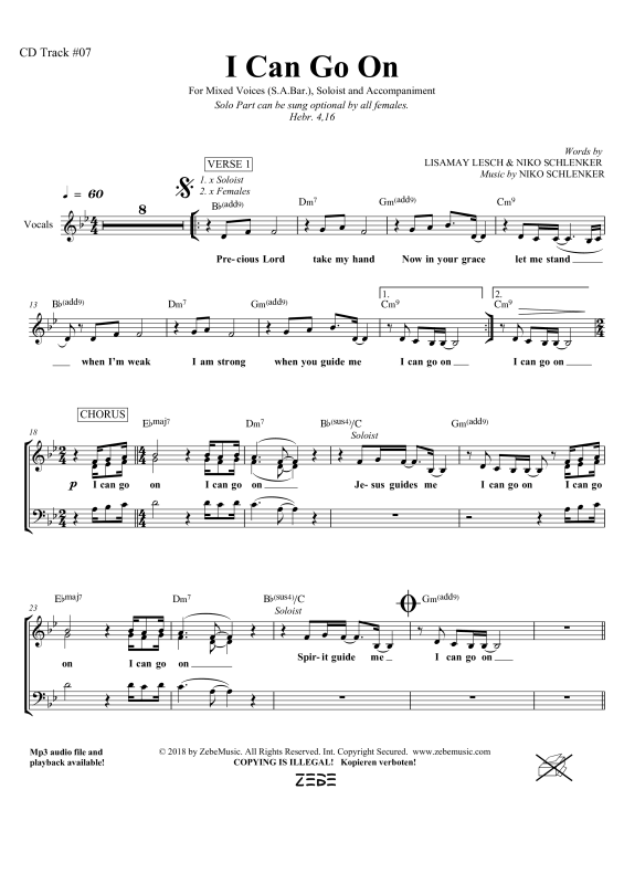 gallery: I Can Go On, , Gemischter Chor SAM/Solo opt. und Klavier