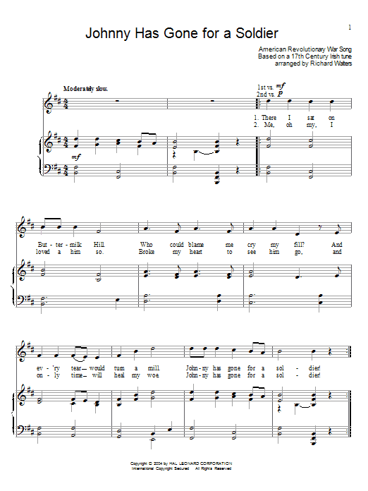 Produktgalerie: Seite 1 von 1 Johnny Has Gone For A Soldier, Traditional, Gesang, Klavier