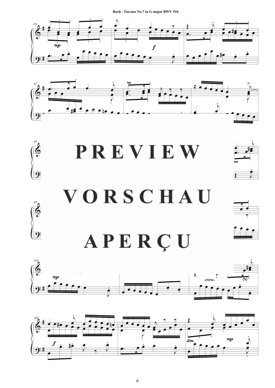 Produktgalerie: Seite 7 von 11 Toccata Nr. 7 G-Dur BWV 916, , Cembalo/Klavier Solo