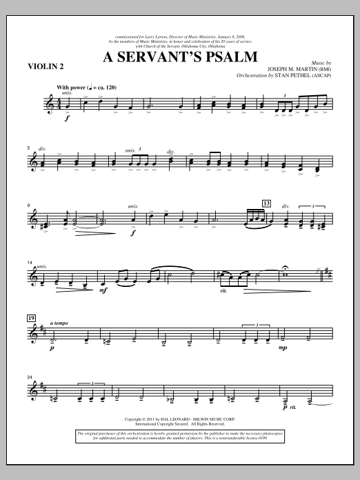Product picture to: A Servant's Psalm - Violin 2