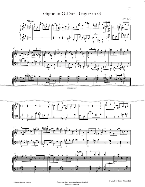 Produktbild zu: Gigue in G, KV 574