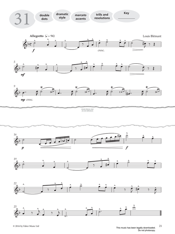 Product gallery: Page 1 of 1 Study No.31 'Allegretto' (from 'More Graded Studies For Saxophone Book One'), Louis Blémant