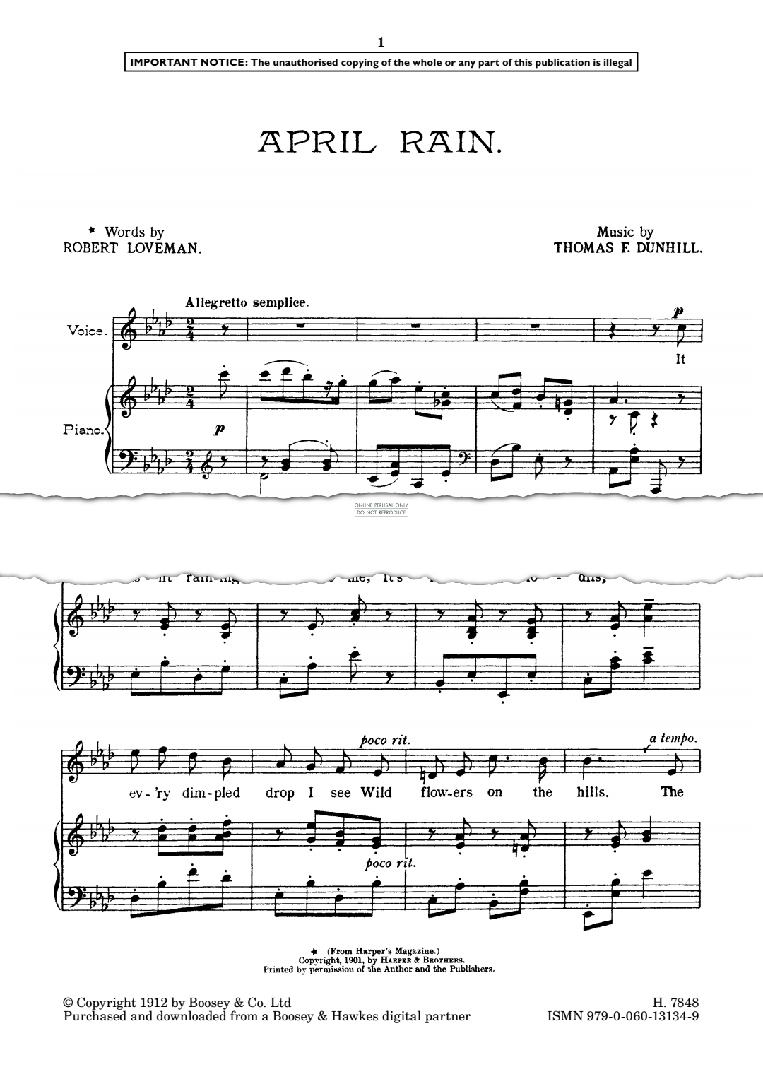 Produktgalerie: Seite 1 von 1 April Rain, Thomas F. Dunhill, Gesang, Klavier