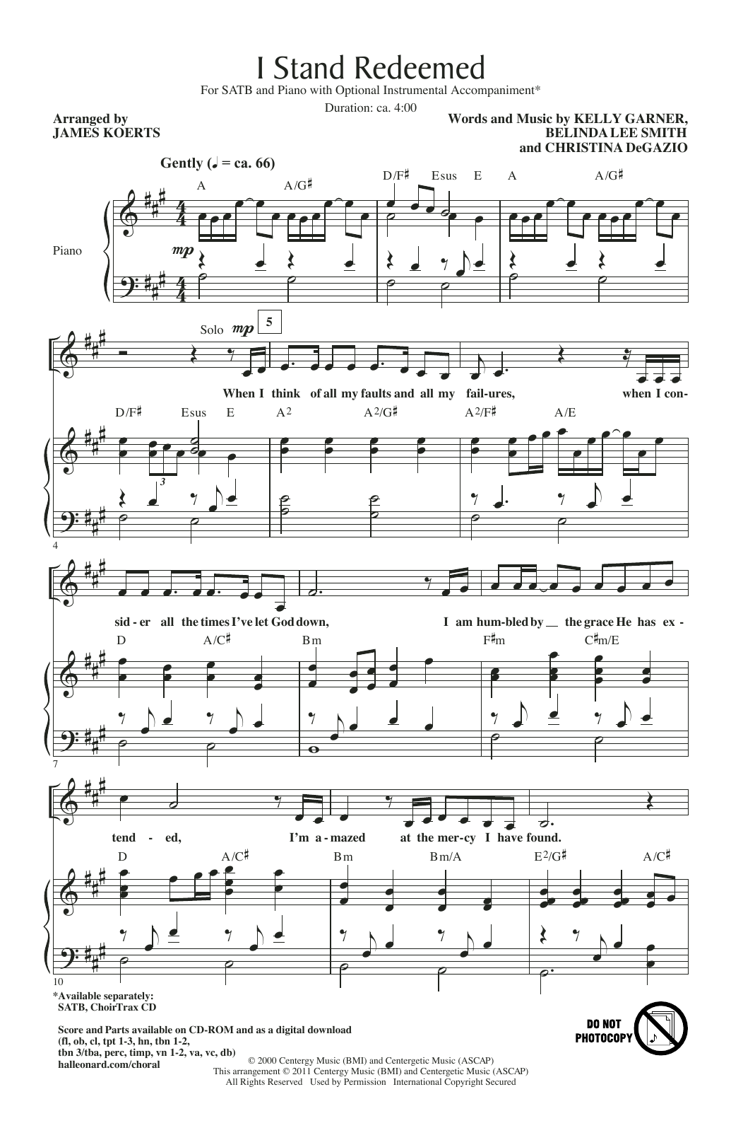 Product picture to: I Stand Redeemed (arr. James Koerts)