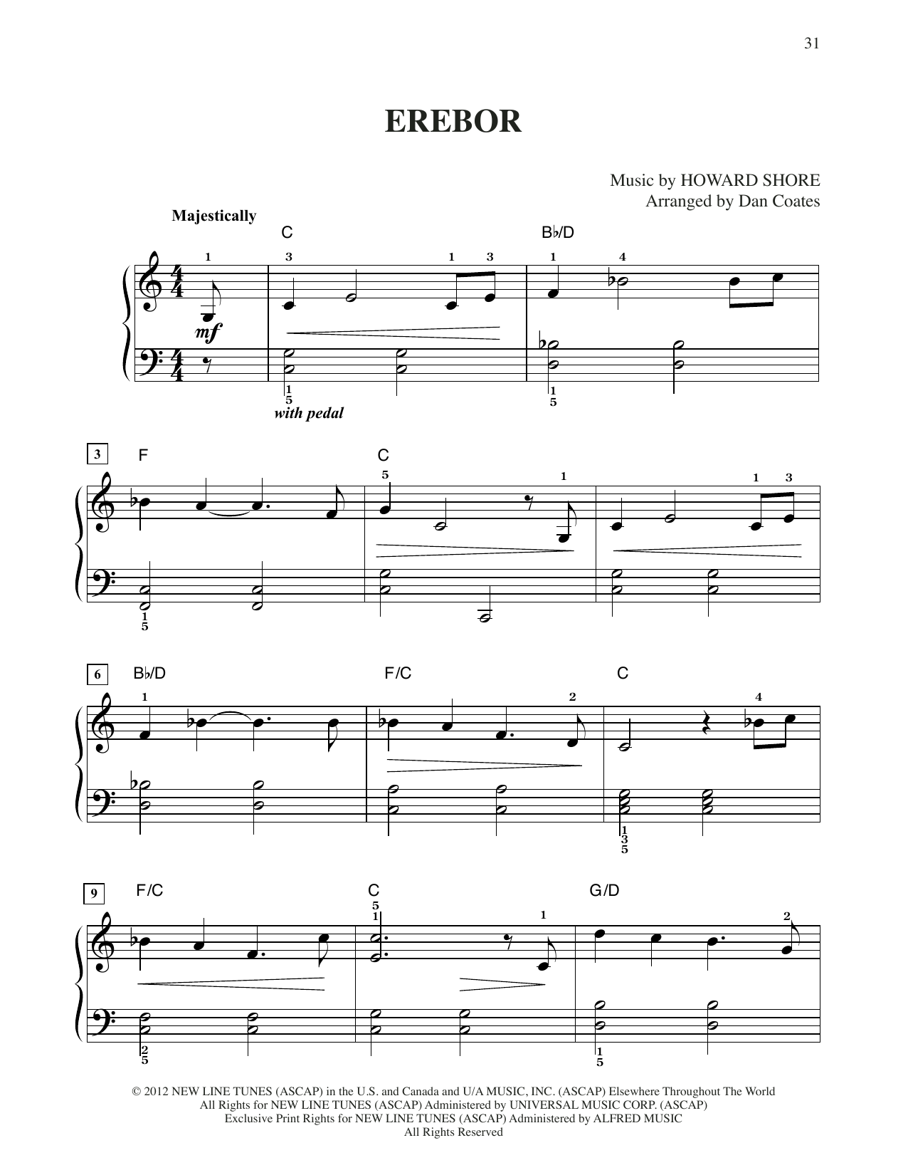 Produktbild zu: Erebor (from The Hobbit: An Unexpected Journey) (arr. Dan Coates)