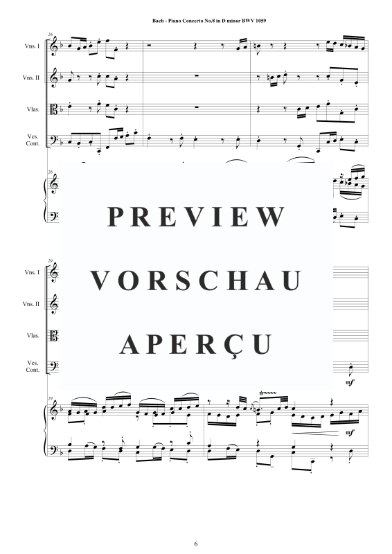 Produktgalerie: Seite 7 von 11 Klavierkonzert Nr. 8 D-Moll BWV 1059, , Klavier Solo und Streichorchester