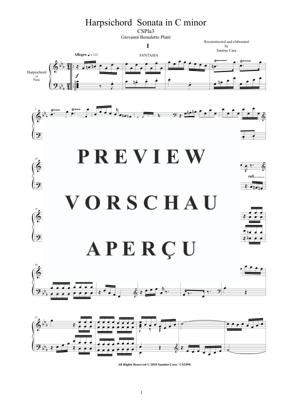 Produktgalerie: Seite 2 von 11 Cembalo Sonate Nr. 2 in C-Moll Op.4, , Cembalo/Klavier Solo