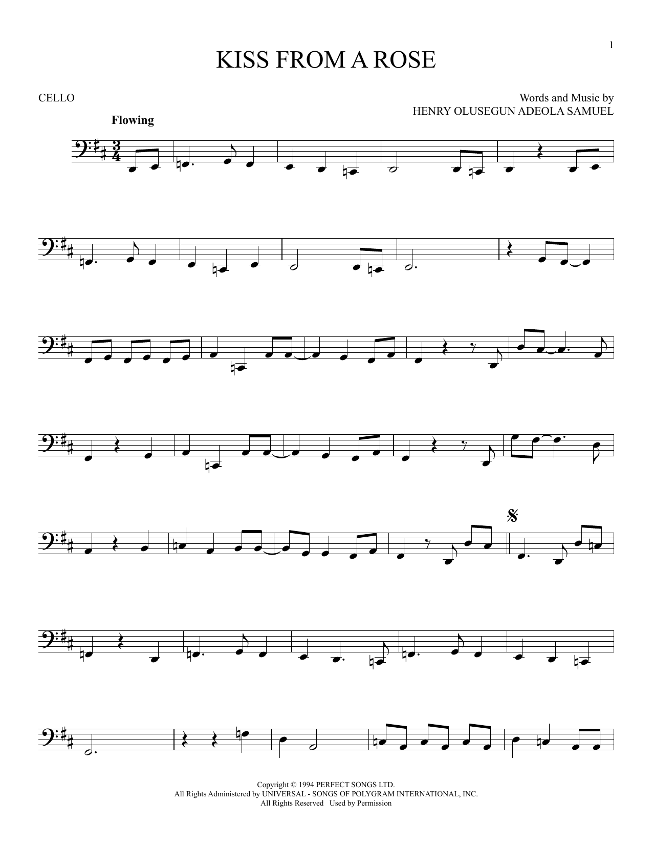 Produktgalerie: Seite 1 von 1 Kiss From A Rose, Seal, Violoncello