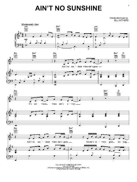Produktgalerie: Seite 1 von 1 Ain't No Sunshine, Neil Diamond, Gesang, Gitarre, Klavier