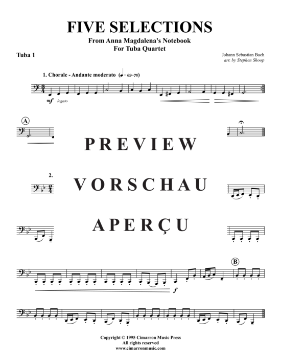 Product gallery: Page 13 of 16 Auswahl aus Notenbüchlein für Magdalena , , (Tuba Quartet: 2x Baritone, 2xTuba)