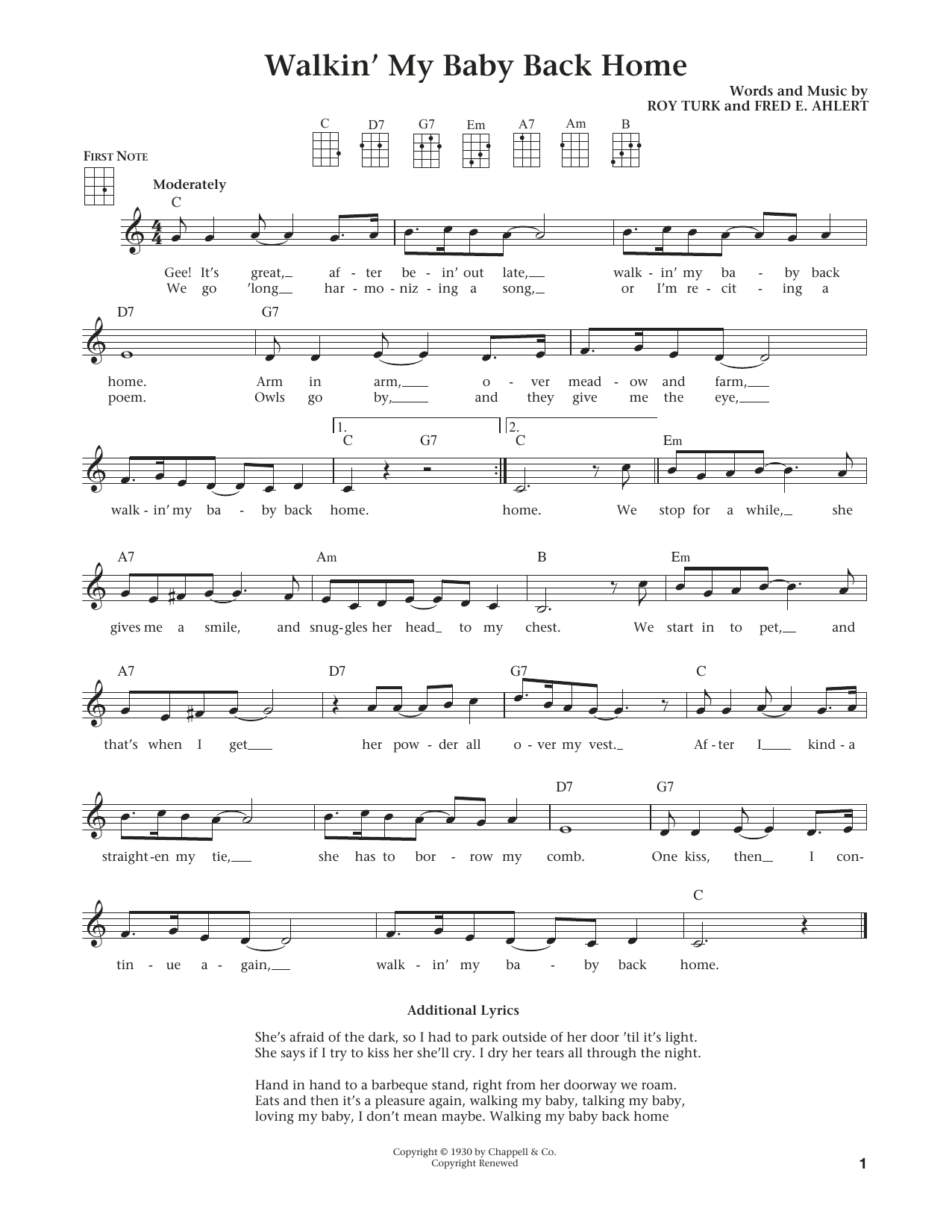 Product gallery: Page 1 of 1 Walkin' My Baby Back Home (from The Daily Ukulele) (arr. Liz and Jim Beloff), Fred E. Ahlert