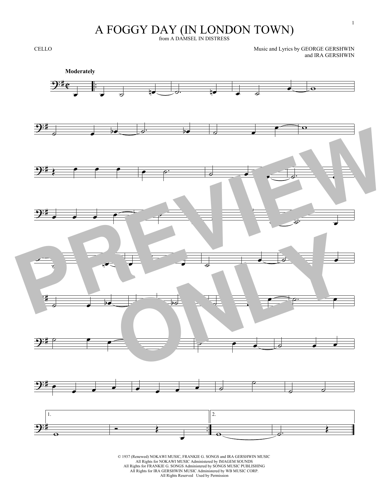 Produktgalerie: Seite 1 von 1 A Foggy Day (In London Town), George Gershwin, Violoncello