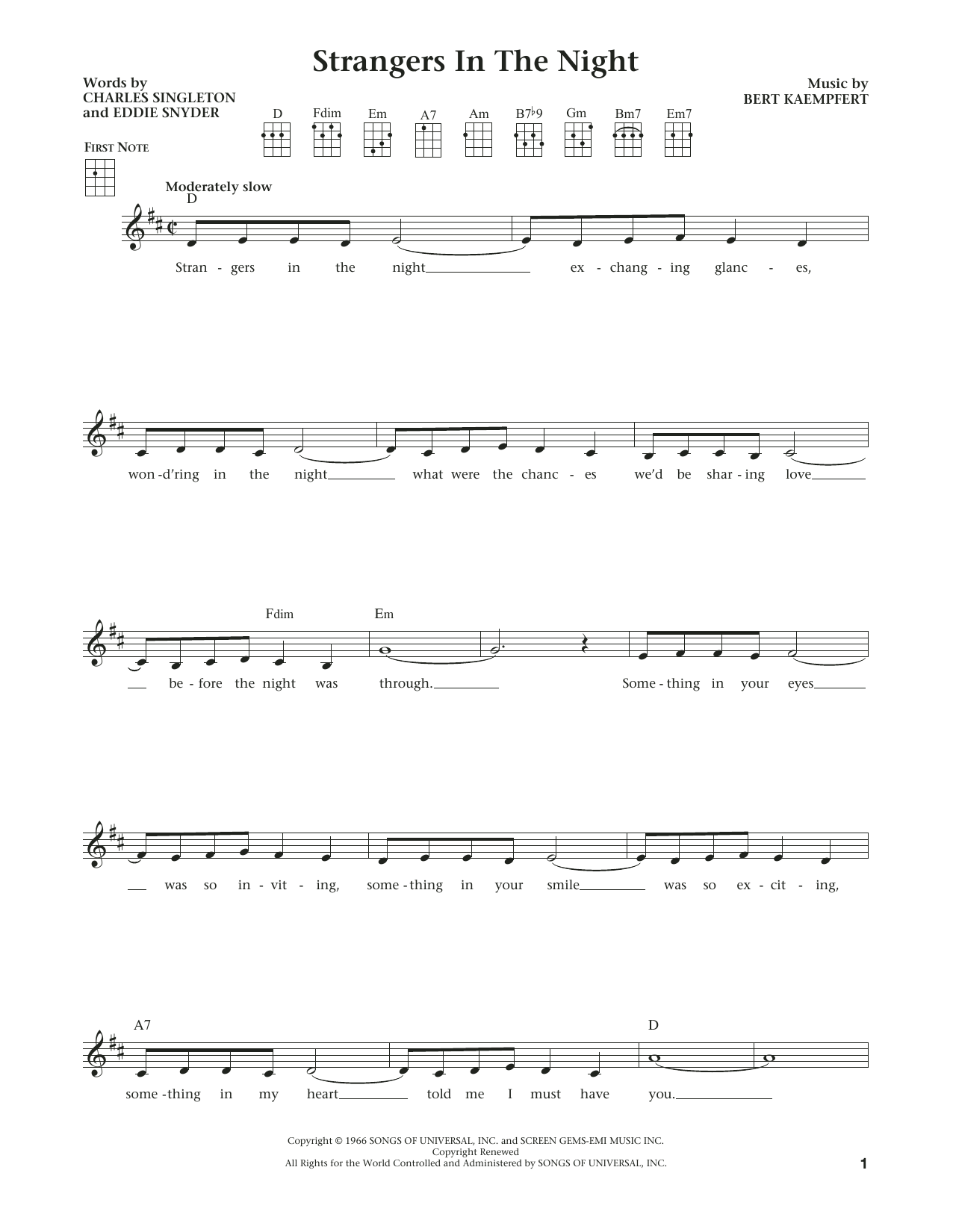 Product gallery: Page 1 of 1 Strangers In The Night (from The Daily Ukulele) (arr. Liz and Jim Beloff), Frank Sinatra