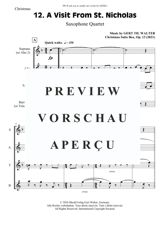 Produktgalerie: Seite 2 von 10 A Visit From St. Nicholas, , Saxophon Quartett S/A A T B/T