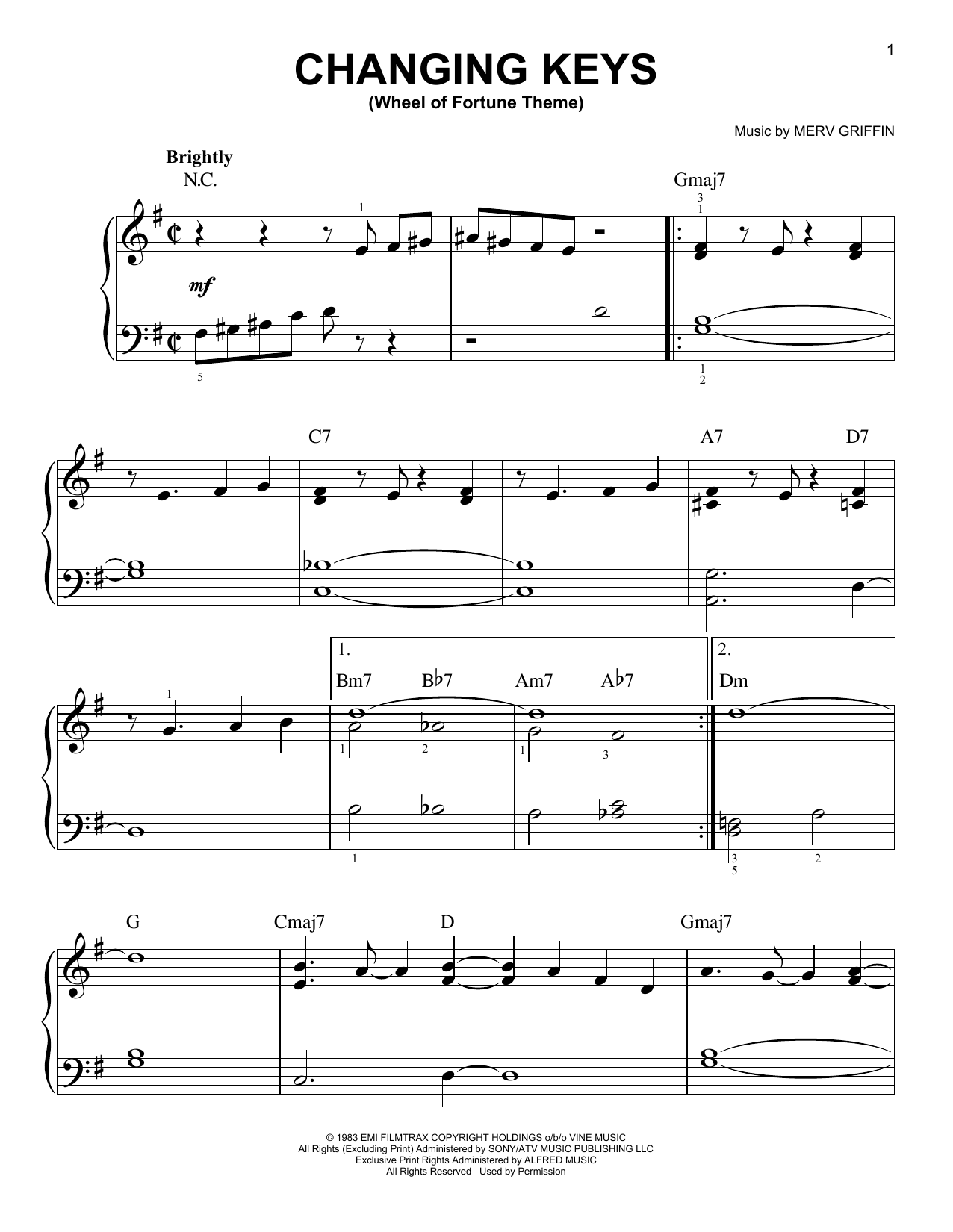 Produktbild zu: Changing Keys (Wheel Of Fortune Theme)