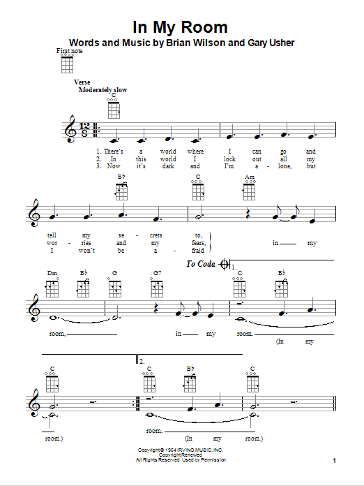 Produktgalerie: Seite 1 von 1 In My Room, The Beach Boys, Ukulele
