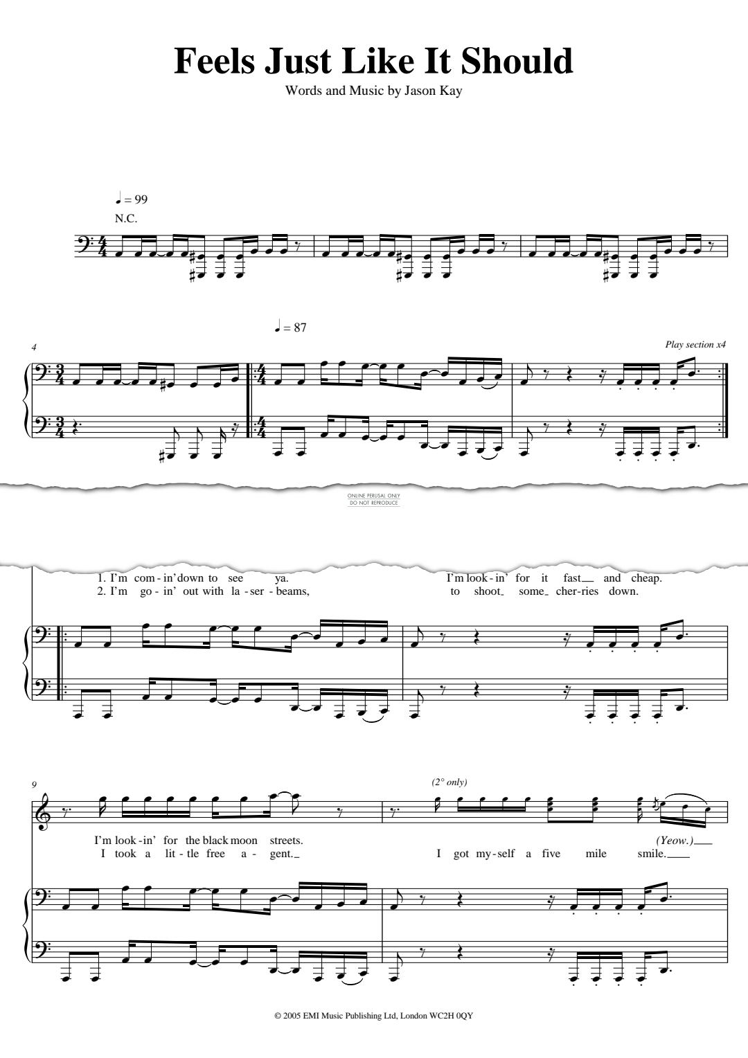Produktgalerie: Seite 1 von 1 Feels Just Like It Should, Jamiroquai, Gesang, Gitarre, Klavier