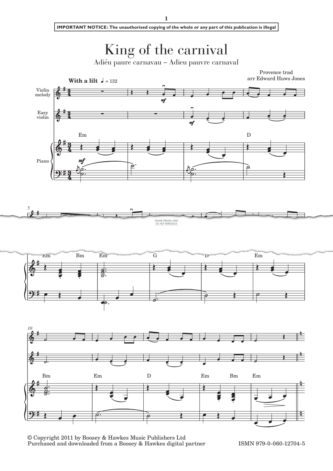 Produktgalerie: Seite 1 von 1 King of the carnival, , Klavier, Violine