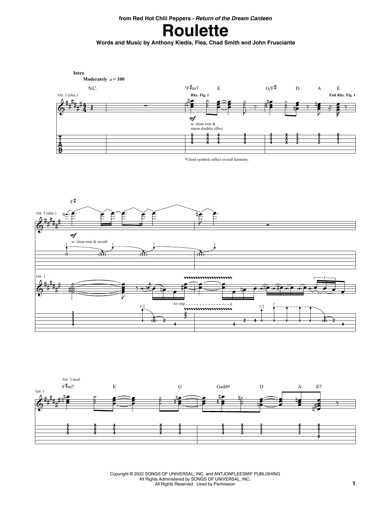 Produktgalerie: Seite 1 von 1 Roulette, Red Hot Chili Peppers, Gitarre