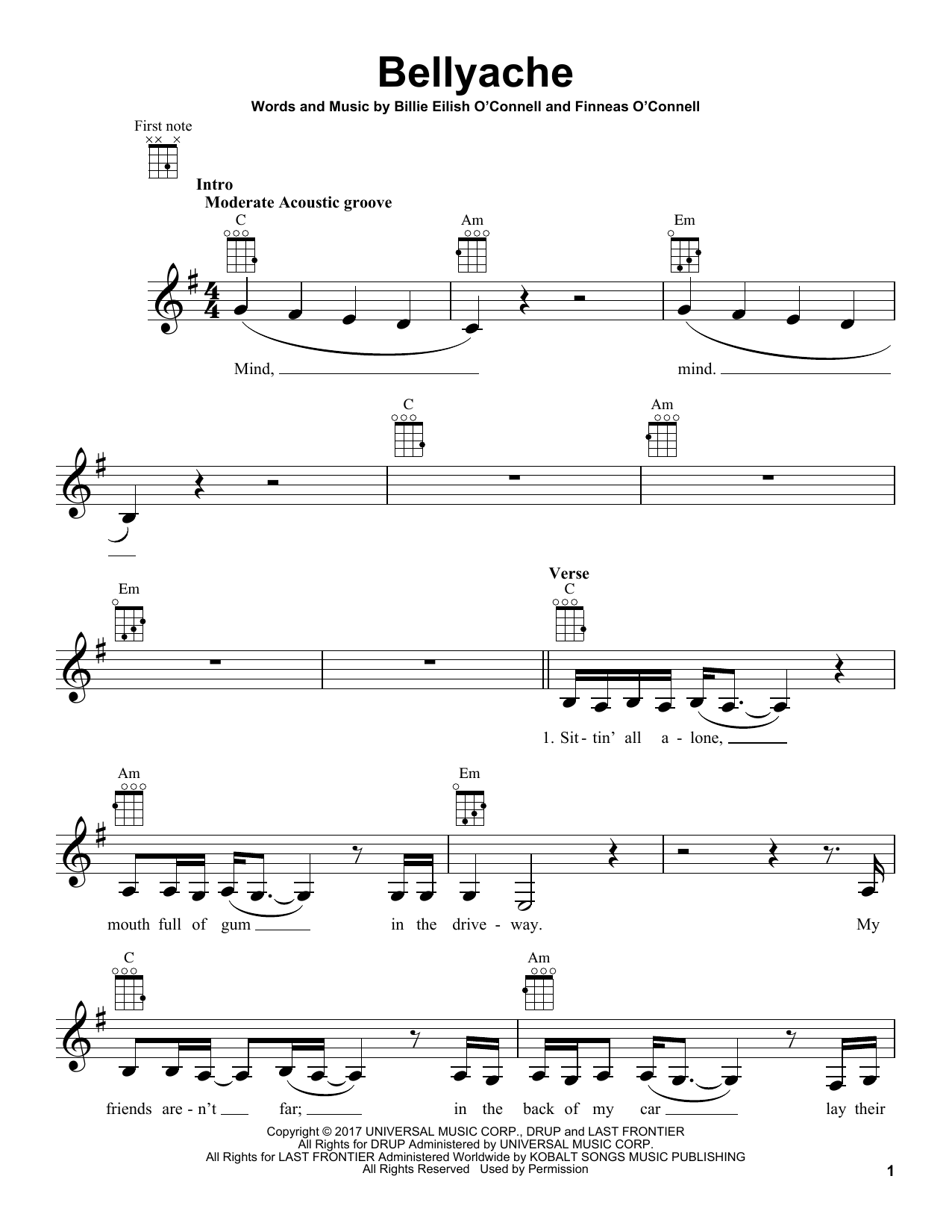 Product picture to:  bellyache - Billie Eilish