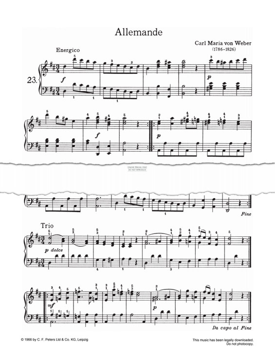 Produktgalerie: Seite 1 von 1 Allemande, Carl Maria von Weber, Klavier