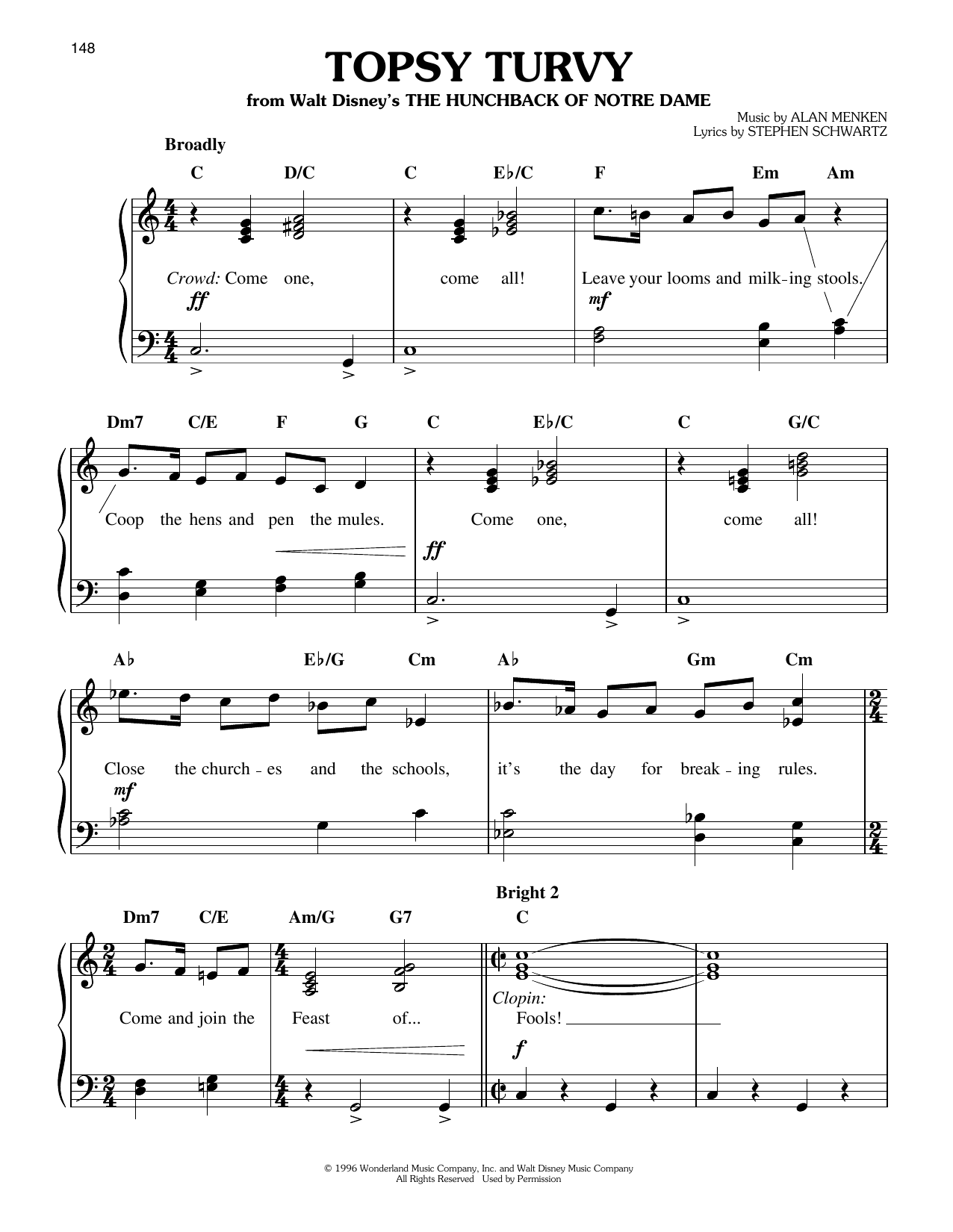 Produktgalerie: Seite 1 von 1 Topsy Turvy (from The Hunchback Of Notre Dame), Alan Menken & Stephen Schwartz, Klavier