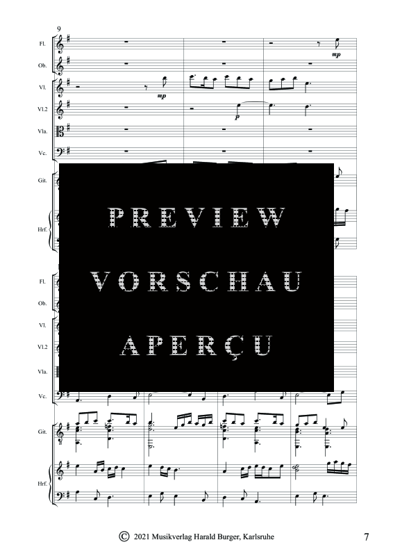 gallery: Landscapes, , Gemischtes Ensemble für Flöte, Oboe, Streicher, Gitarre und Harfe - Partitur