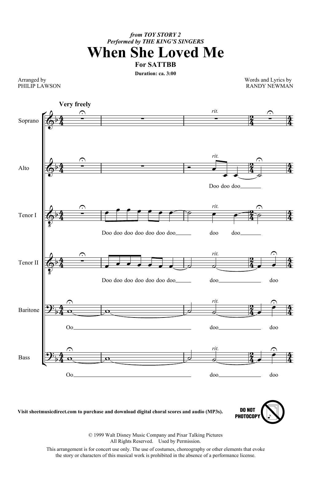 Product picture to: When She Loved Me (from Toy Story 2) (arr. Philip Lawson)