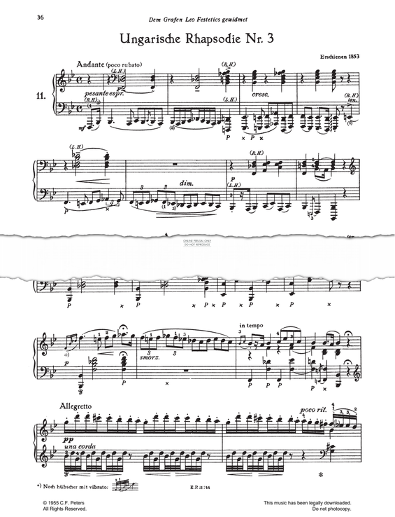 Produktgalerie: Seite 1 von 1 Ungarische Rapsodie Nr.3, Franz Liszt, Klavier