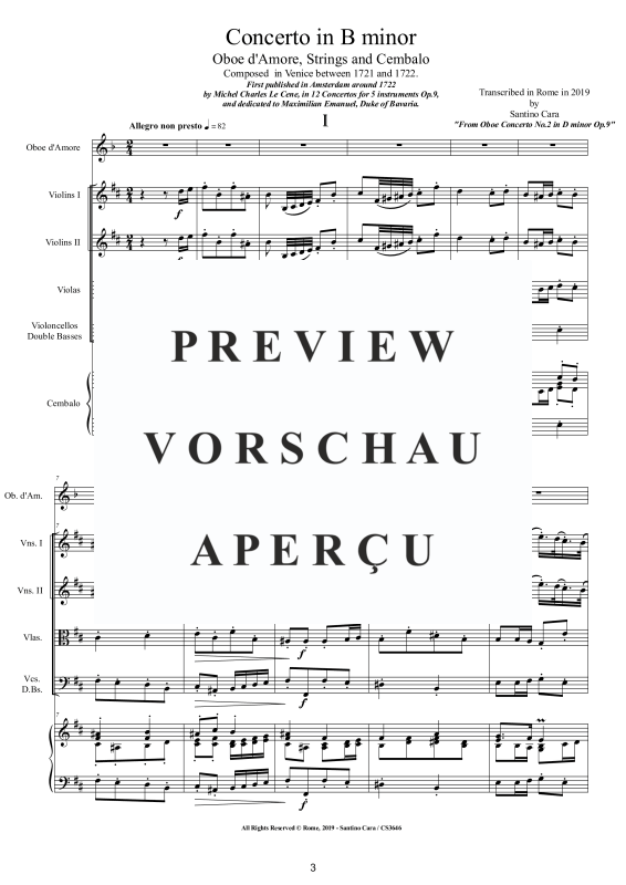 Product gallery: Page 4 of 11 Concerto in H-Moll Op.9, , Oboe D'Amore Solo, String Ensemble, and Harpsichord (Bc)