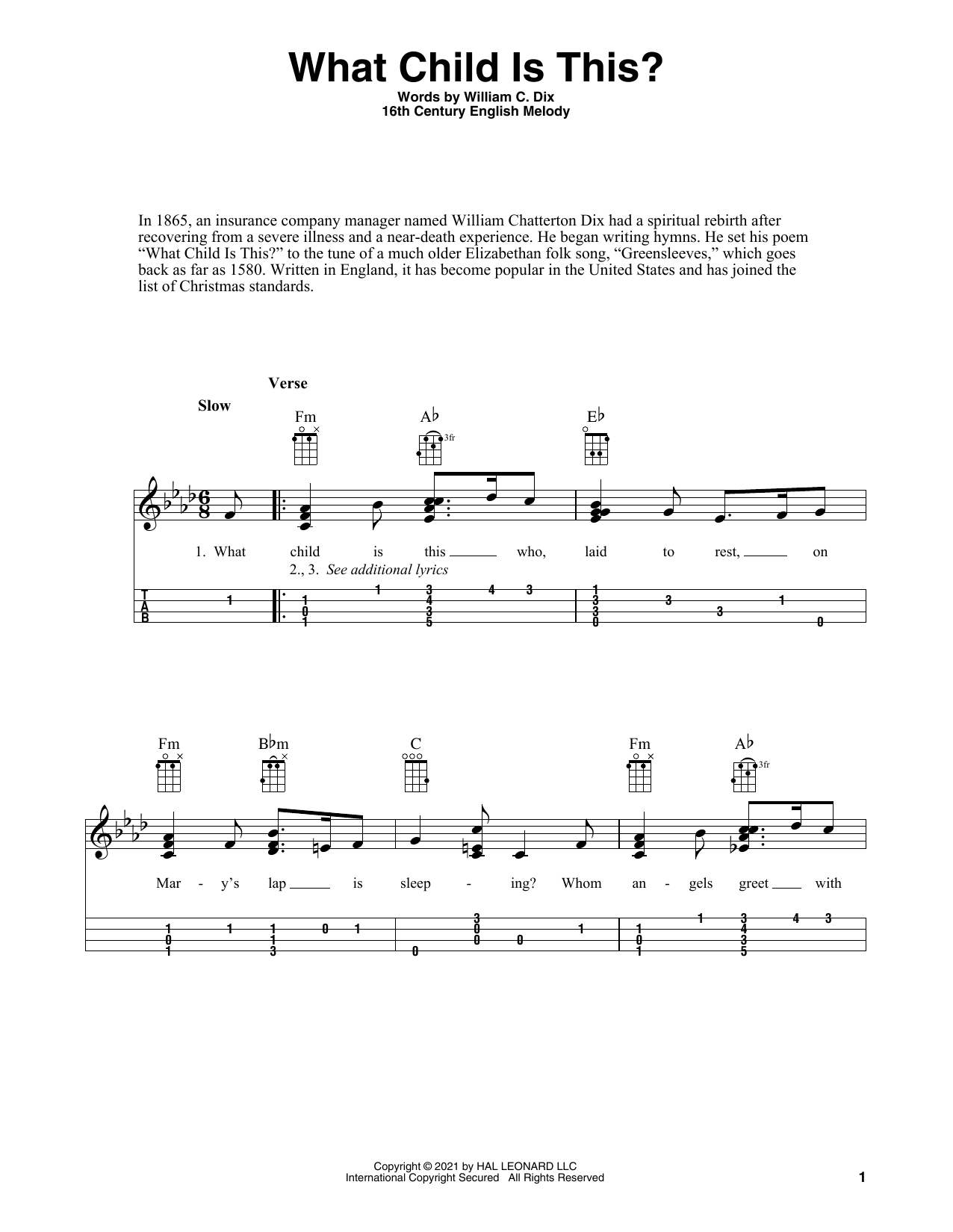 Product gallery: Page 1 of 1 What Child Is This? (arr. Fred Sokolow), William C. Dix
