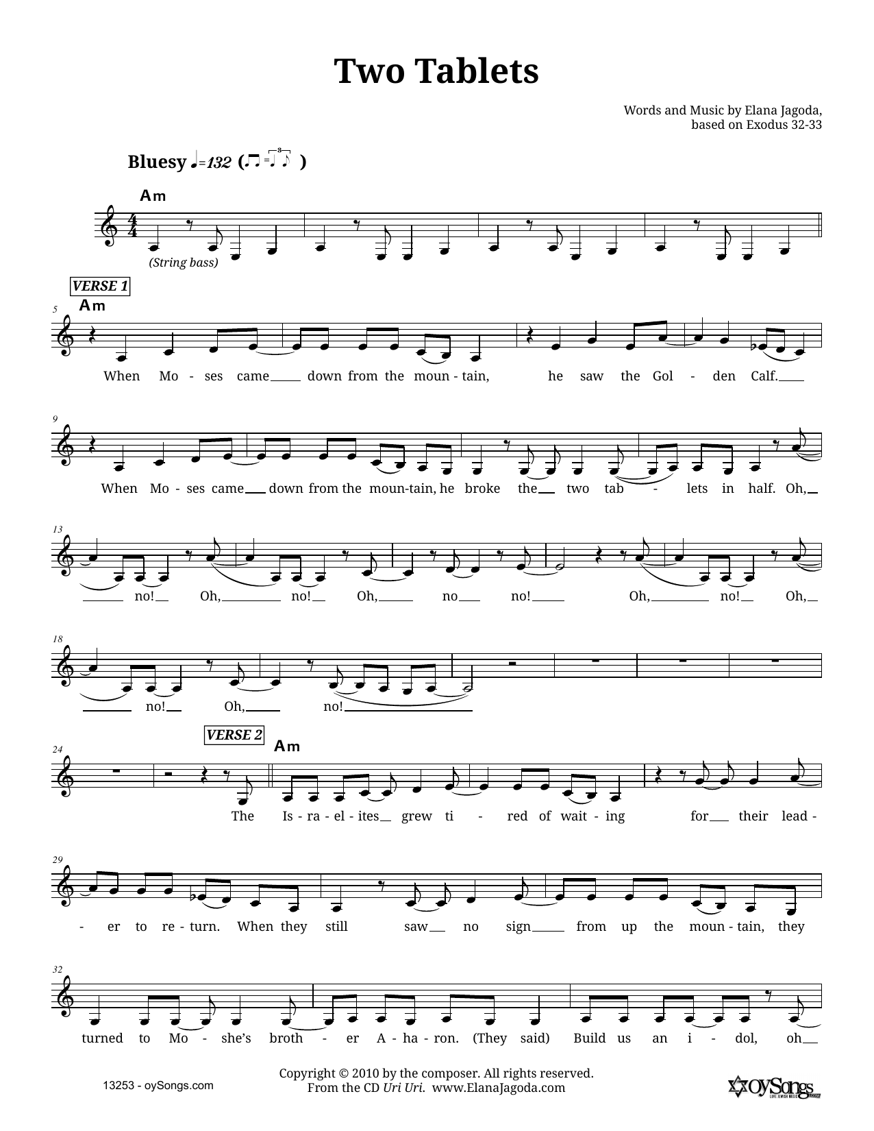Produktgalerie: Seite 1 von 1 Two Tablets, Elana Jagoda, Melodieinstrument