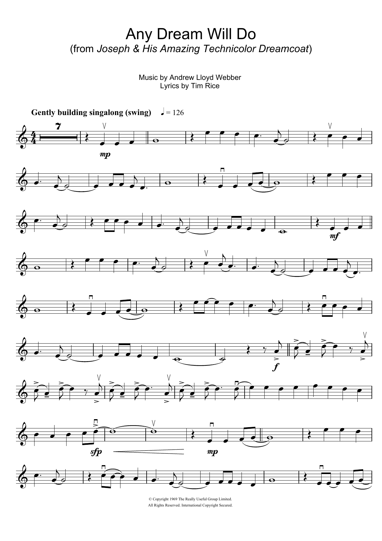 Product gallery: Page 1 of 1 Any Dream Will Do (from Joseph And The Amazing Technicolor Dreamcoat), Andrew Lloyd Webber