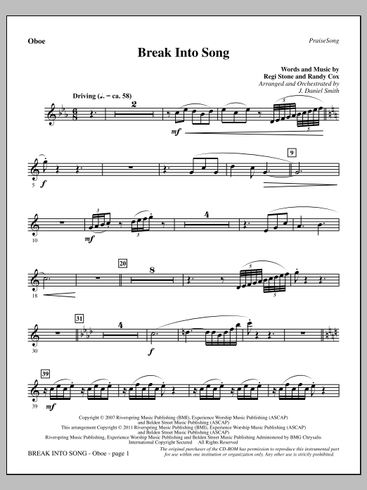Produktgalerie: Seite 1 von 1 Break Into Song - Oboe, J. Daniel Smith, Chor