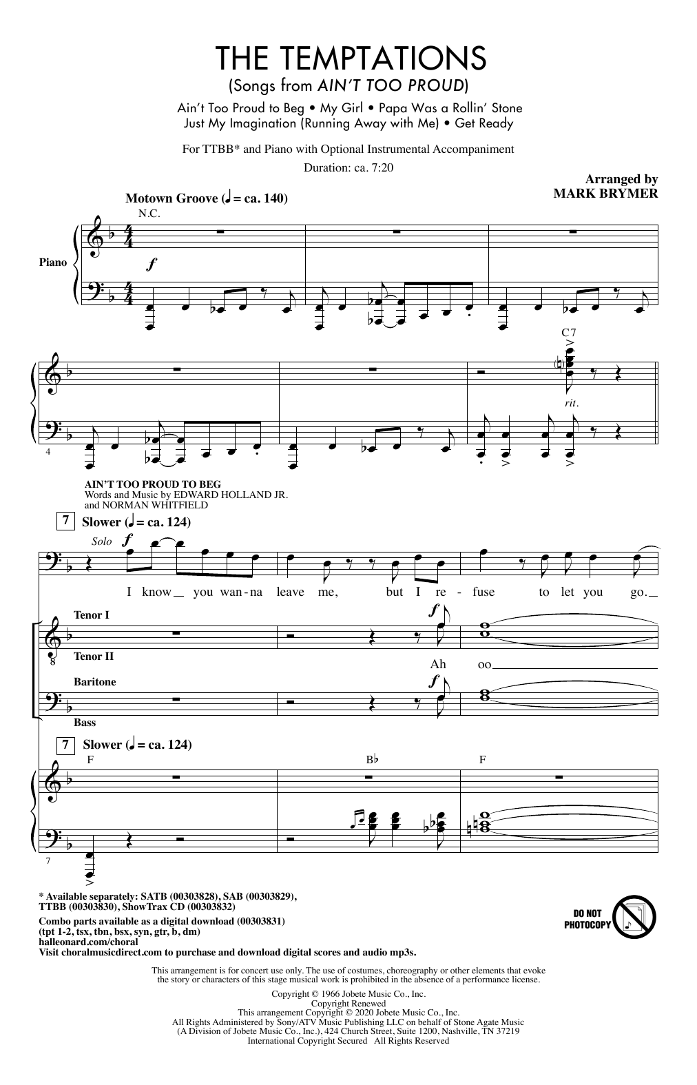 Produktgalerie: Seite 1 von 1 The Temptations (Songs from Ain't Too Proud) (arr. Mark Brymer), The Temptations, Chor