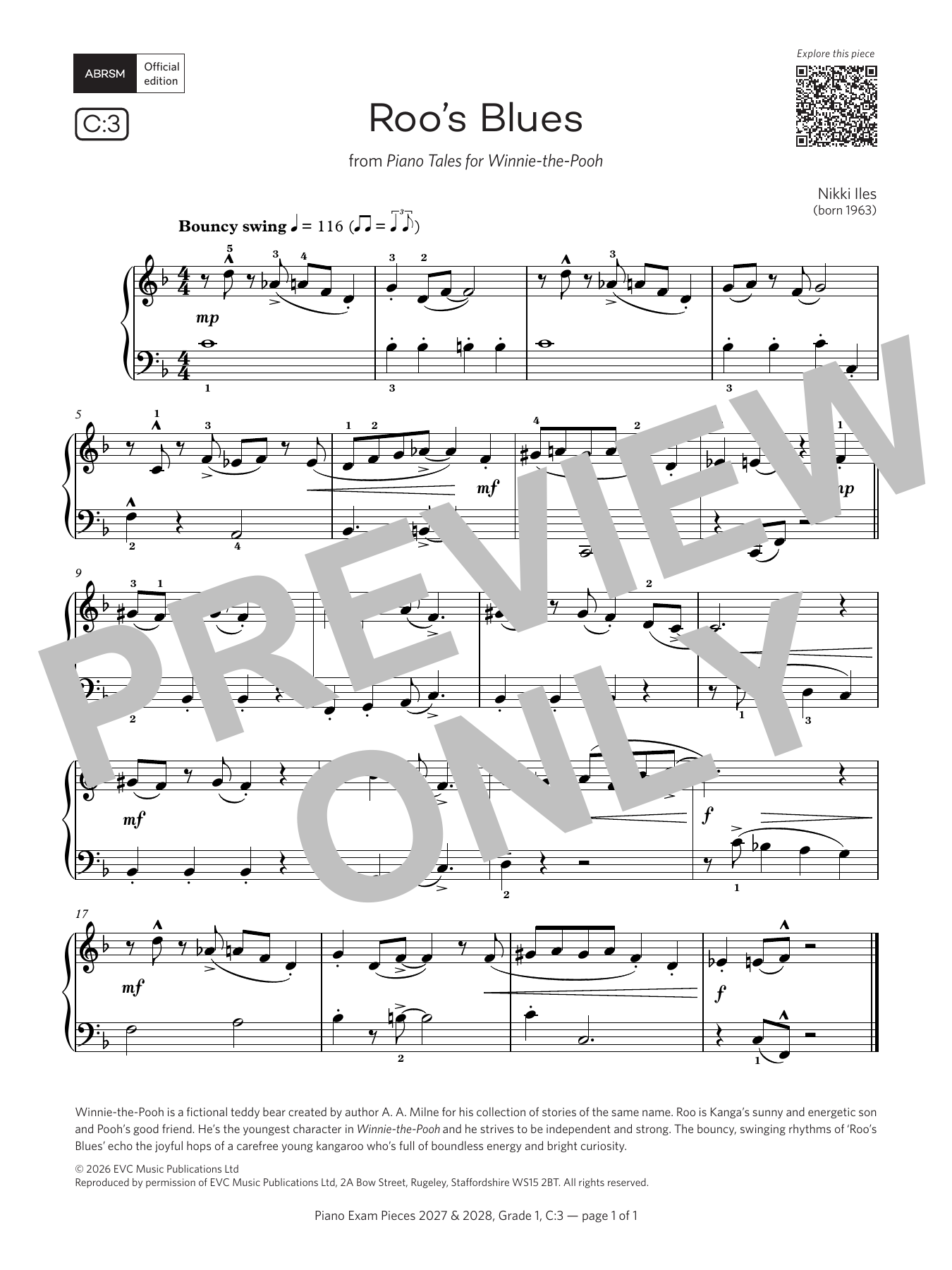 Produktgalerie: Seite 1 von 1 Roo's Blues (Grade 1, list C3, from the ABRSM Piano Syllabus 2027 & 2028), Nikki Iles, Klavier