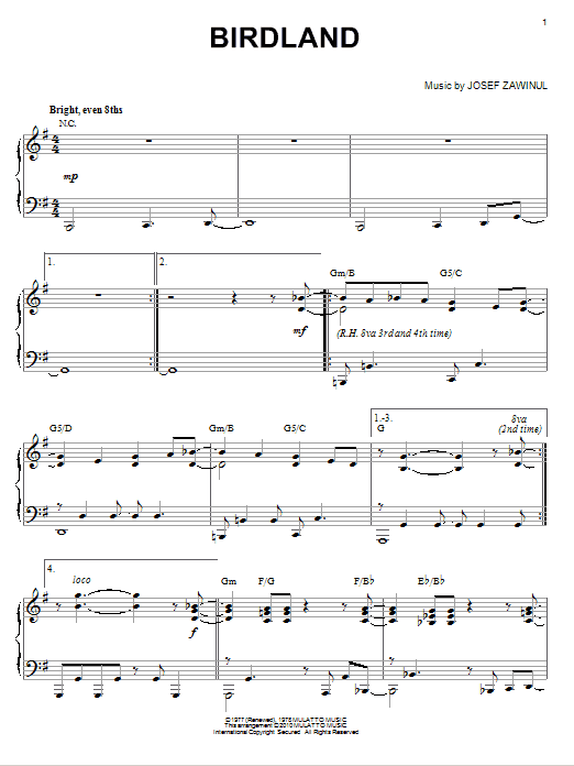 Product gallery: Page 1 of 1 Birdland (arr. Brent Edstrom), Manhattan Transfer