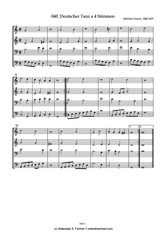 Product picture to: Deutscher Tanz a 4 StimmenMelchior Franck (1580-1639)
