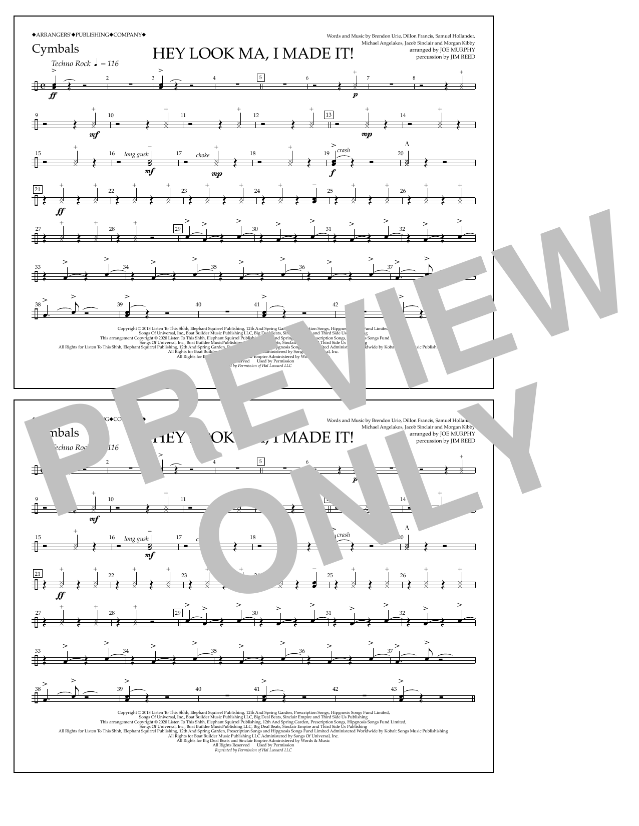 Produktbild zu: Hey Look Ma, I Made It (arr. Joe Murphy) - Cymbals